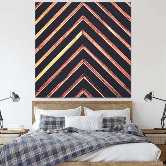 Geometrisch hout: abstract chevronpatroon canvas afdruk (Insitu (Slaapkamer))