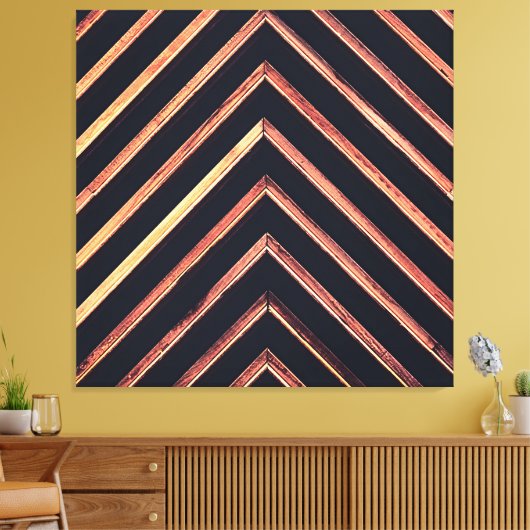 Geometrisch hout: abstract chevronpatroon canvas afdruk (Insitu (Woonkamer))