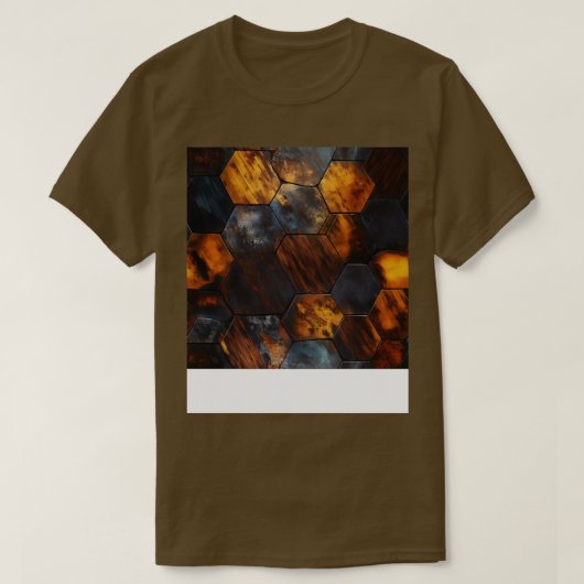 Geometrisch hout kristallijne zeshoeken in amber e t-shirt (Design voorkant)