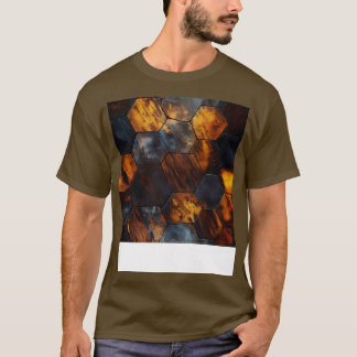 Geometrisch hout kristallijne zeshoeken in amber e t-shirt
