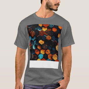 Geometrisch hout kristallijne zeshoeken in amber e t-shirt