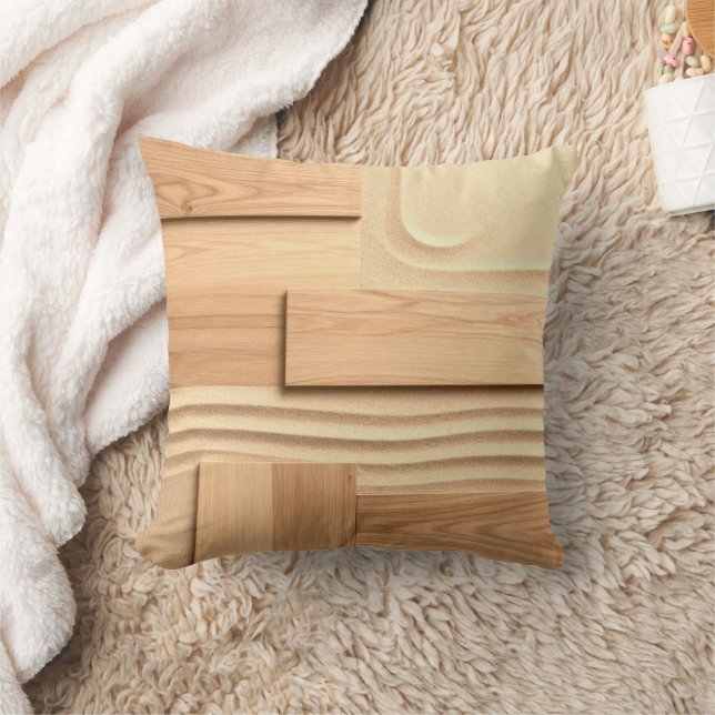 Geometrisch hout op zandontwerp kussen (Deken)