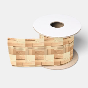 Geometrisch hout op zandontwerp satijnen lint