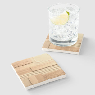 Geometrisch hout op zandontwerp stenen onderzetter