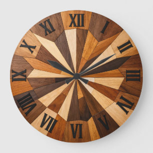 Geometrisch Houten Mozaïek Klokontwerp Grote Klok