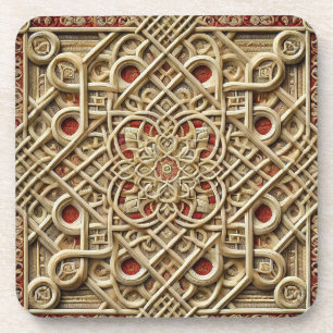 Geometrisch houten paneel met complexe decoratie bier onderzetter