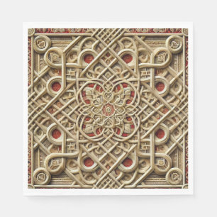 Geometrisch houten paneel met complexe decoratie servet