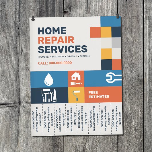 Geometrisch - Huisreparatie Afscheurtab Flyer