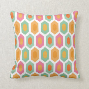 Geometrisch Ikat Koraal Seafoam Kussen