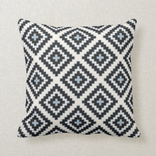 Geometrisch in blauw zwart crème kussen