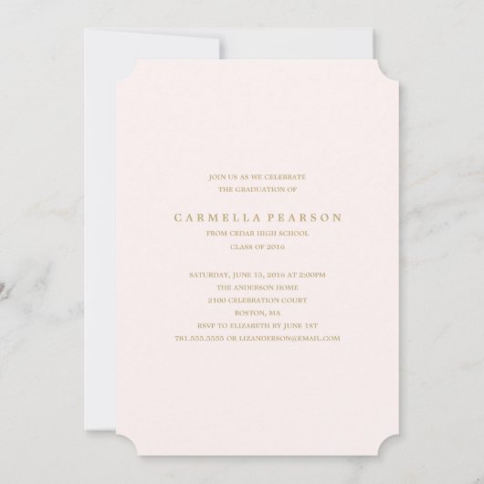 Geometrisch in Blush Afstuderen Uitnodiging (Achterkant)