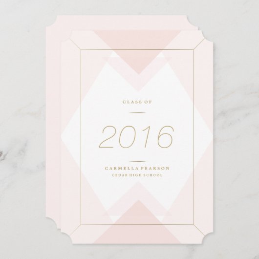 Geometrisch in Blush Afstuderen Uitnodiging (Voorkant / Achterkant)