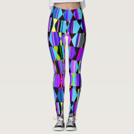 Geometrisch in Paarse en blauwe kleuren Leggings