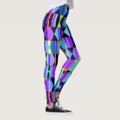 Geometrisch in Paarse en blauwe kleuren Leggings (Rechts)