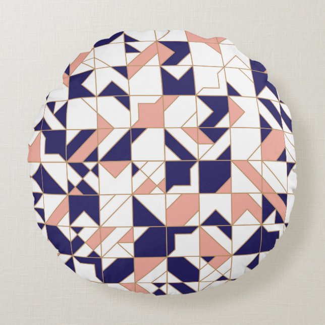 Geometrisch ingewikkeld,  modern, naadloos onderde rond kussen (Voorkant)