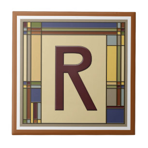 Geometrisch Initiaal R Tegeltje