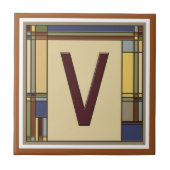 Geometrisch Initiaal V Tegeltje (Voorkant)