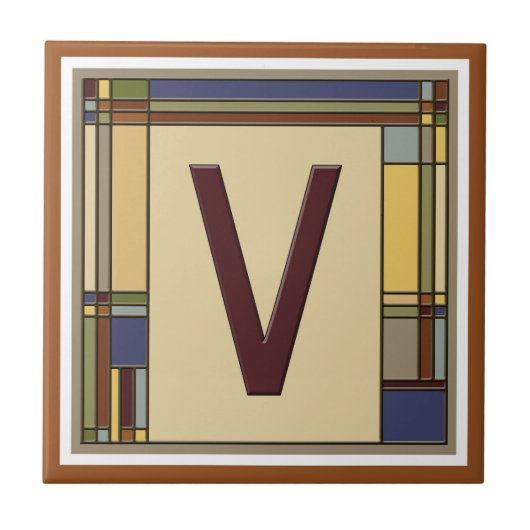 Geometrisch Initiaal V Tegeltje (Voorkant)