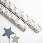 Geometrisch Inpakpapier Blauw Boho Lijnen