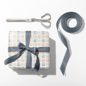 Geometrisch Inpakpapier Blauw Boho Lijnen