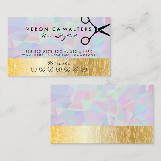 Geometrisch iriserend | Gouden natuurlijke lijnen Klantenkaartje (Voorkant / Achterkant)