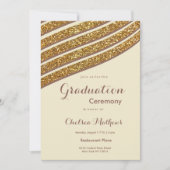 Geometrisch ivoor bruin goudglitter Afstuderen Kaart (Voorkant)