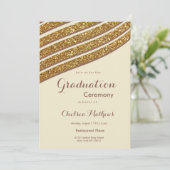 Geometrisch ivoor bruin goudglitter Afstuderen Kaart (Staand voorkant)