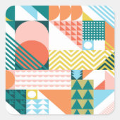 Geometrisch Jumble Patroon Vierkante Sticker (Voorkant)