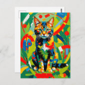 Geometrisch katportret van Feline Briefkaart (Voorkant / Achterkant)