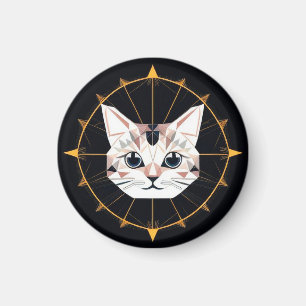 Geometrisch kattenontwerp omringd door gouden ster magneet