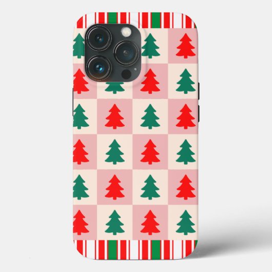 Geometrisch kerstboompatroon | Minimaal rood groen Case-Mate iPhone Case (Achterkant)