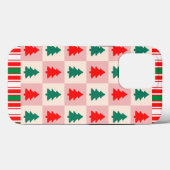 Geometrisch kerstboompatroon | Minimaal rood groen Case-Mate iPhone Case (Achterkant (horizontaal))