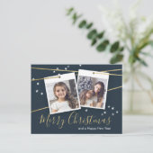 Geometrisch kerstontwerp Twee foto's Feestdagenkaart (Staand voorkant)