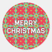 Geometrisch kerstpatroon - Kerstmis Ronde Sticker (Voorkant)