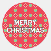Geometrisch Kerstpatroon - Kerstmis Ronde Sticker (Voorkant)