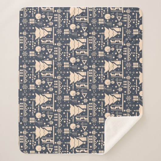 Geometrisch kerstpatroon - modern design sherpa deken (Voorkant)