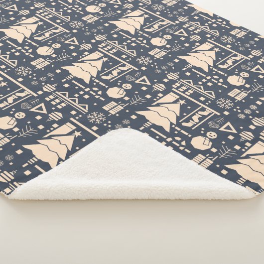 Geometrisch kerstpatroon - modern design sherpa deken (3/4)