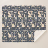 Geometrisch kerstpatroon - modern design sherpa deken (Voorkant (horizontaal))