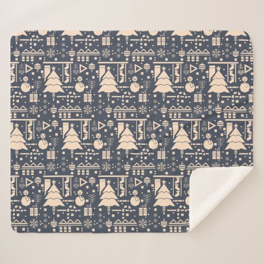 Geometrisch kerstpatroon - modern design sherpa deken (Voorkant (horizontaal))