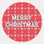 Geometrisch Kerstpatroon - Ronde Sticker (Voorkant)