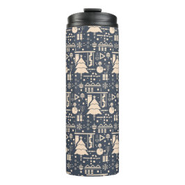 geometrisch kerstpatroon thermosbeker