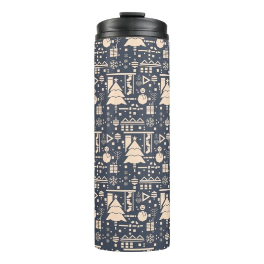 geometrisch kerstpatroon thermosbeker (Voorkant)