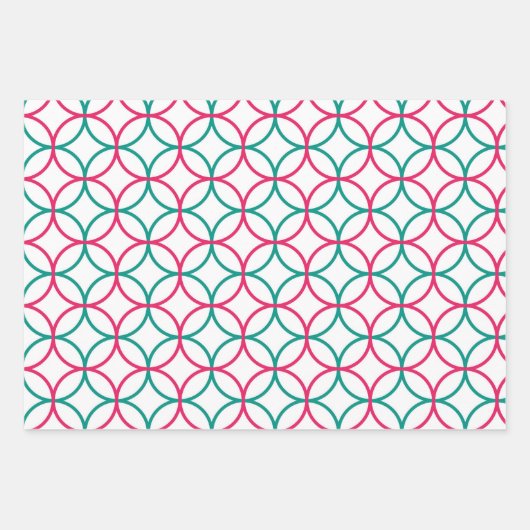 Geometrisch Klassiek Rood Groen Wit Kerstmis Inpakpapier Vel (Voorkant 3)