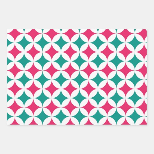 Geometrisch Klassiek Rood Groen Wit Kerstmis Inpakpapier Vel (Voorkant 2)