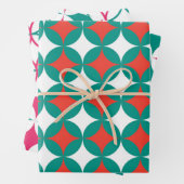 Geometrisch Klassiek Rood Groen Wit Kerstmis Inpakpapier Vel (In situ)