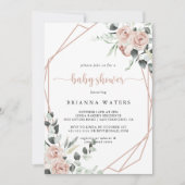 Geometrisch Klassieke ustroze roze Baby shower Kaart (Voorkant)