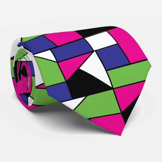 Geometrisch kleurenblok stropdas (Opgerold)