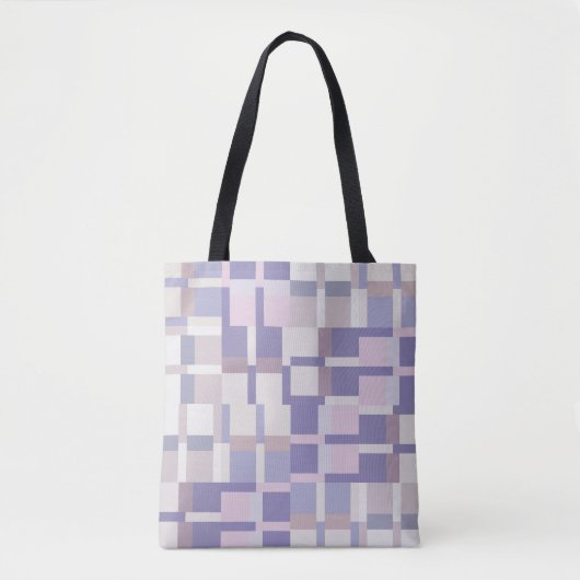 Geometrisch kleurenblokpatroon - Paarse en Latte Tote Bag (Voorkant)