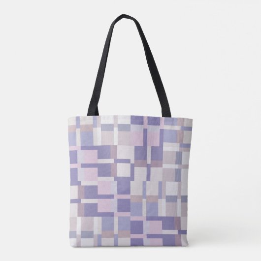 Geometrisch kleurenblokpatroon - Paarse en Latte Tote Bag (Achterkant)