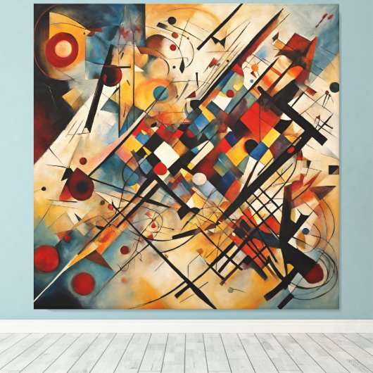 Geometrisch Kleurrijk Abstract Schilderen Canvas Afdruk (Insitu (Houten vloer))